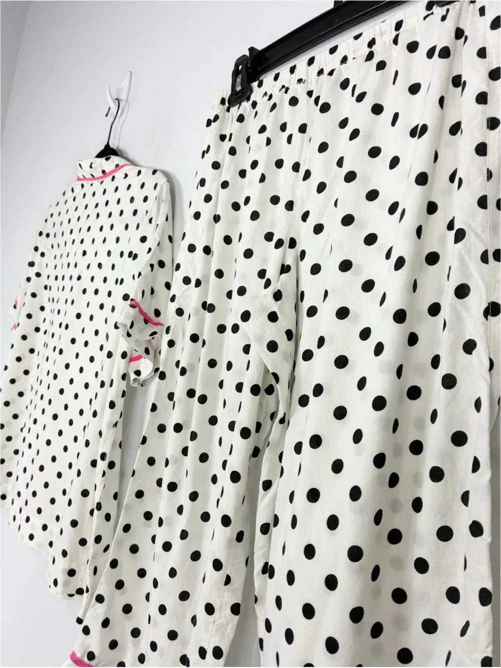 KATE SPADE Polka Dot Pajama Set White Black Pink Crop Pants Sleepwear Lounge Set